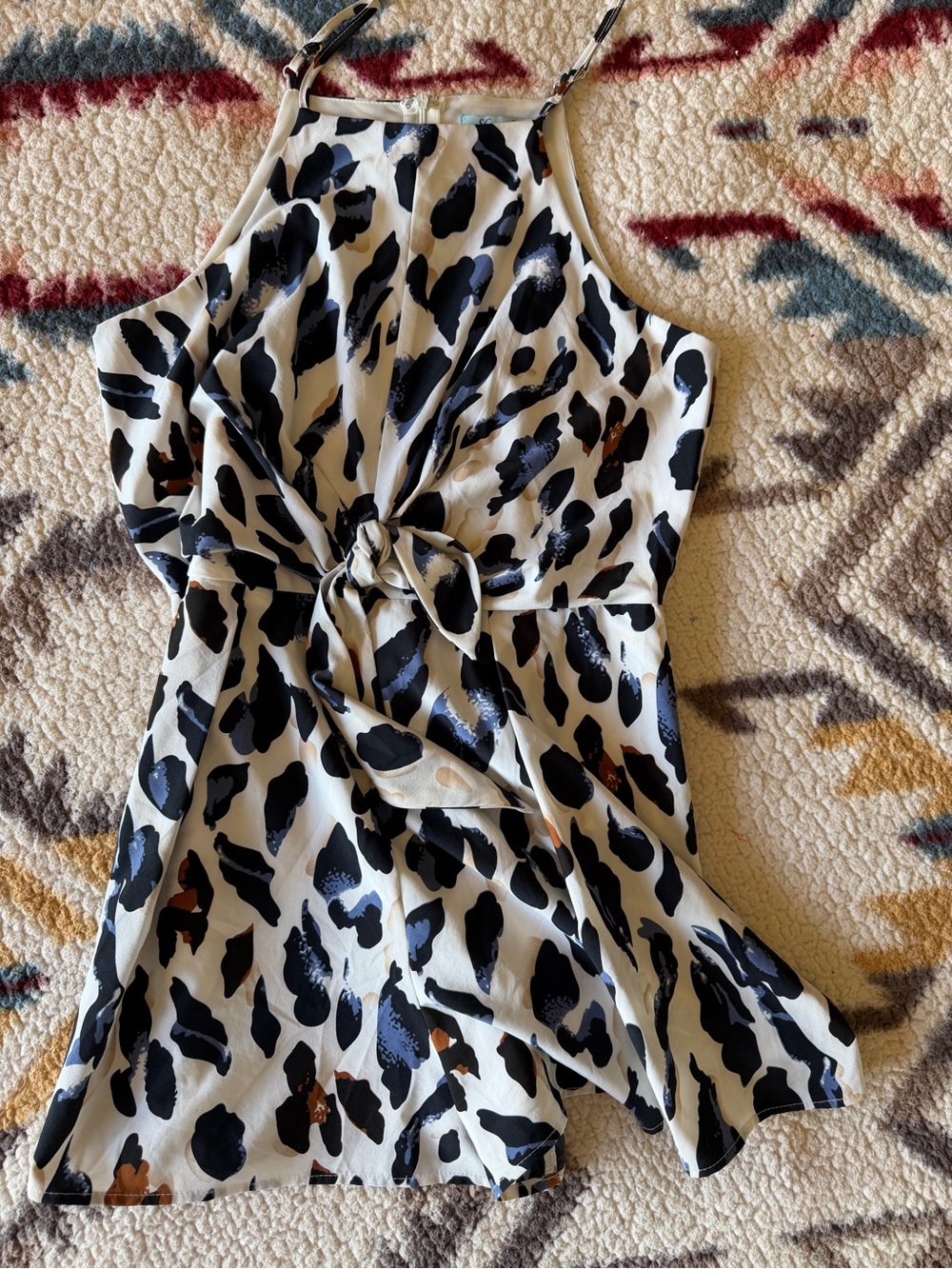 She + Sky Black and White Animal Print Halter Dress